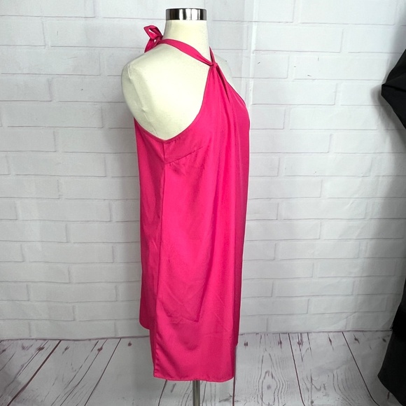 👗💖NWT🤩 |•SHEILAY•| Pink Rayon Keyhole Tie Around Neck Dress Size M 17.5" PTP - Picture 5 of 8